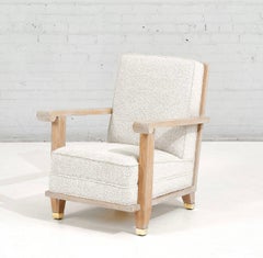 French Art Deco Lounge Chair Limed Oak Boucle, 1940