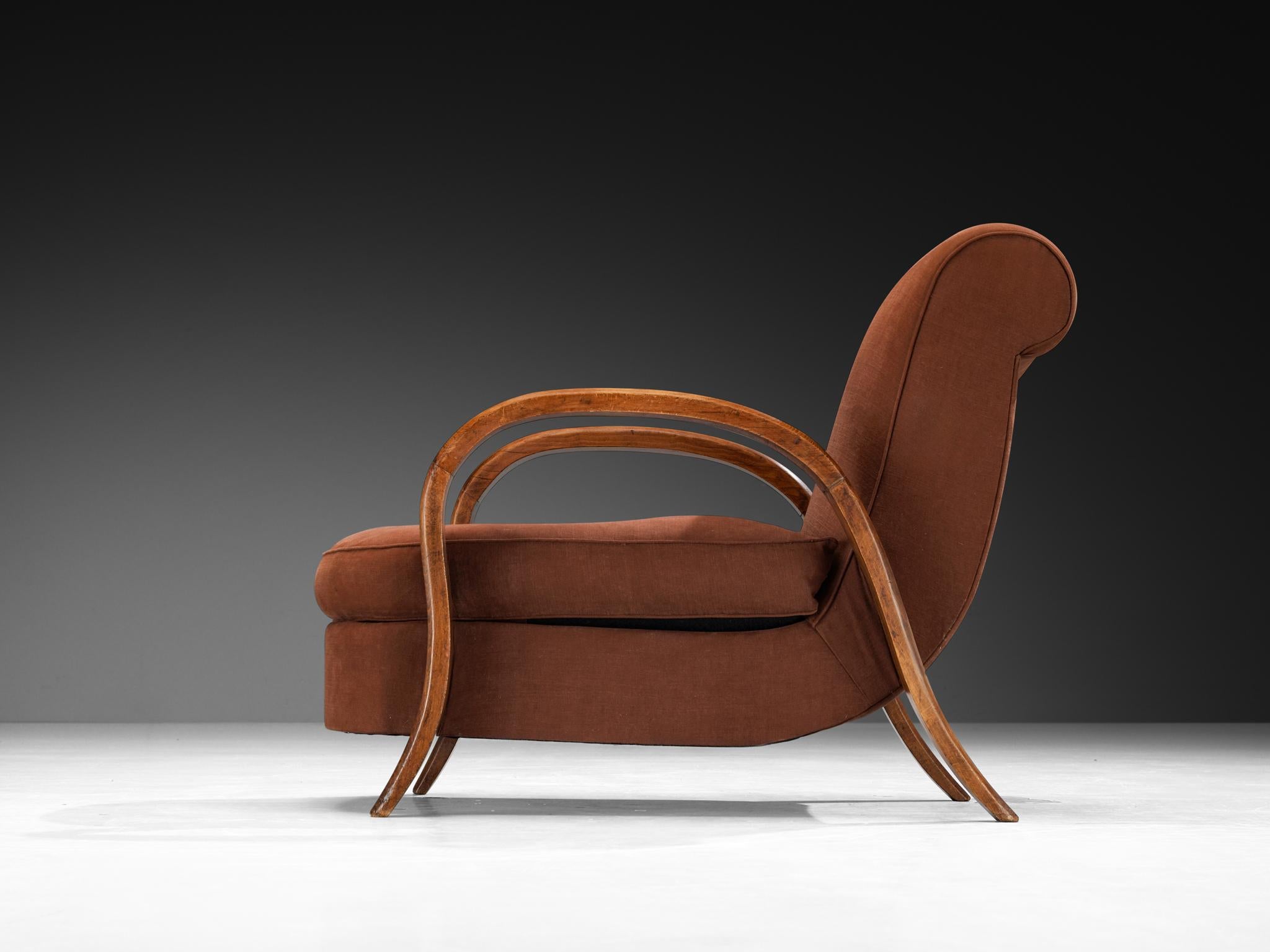 French Art Deco Lounge Chair with Elegant Arched Armrests 1