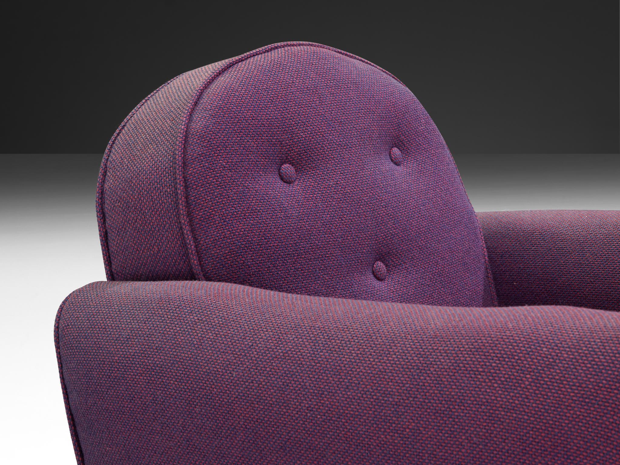 French Art Deco Pair of Lounge Chairs in Purple Upholstery For Sale 5
