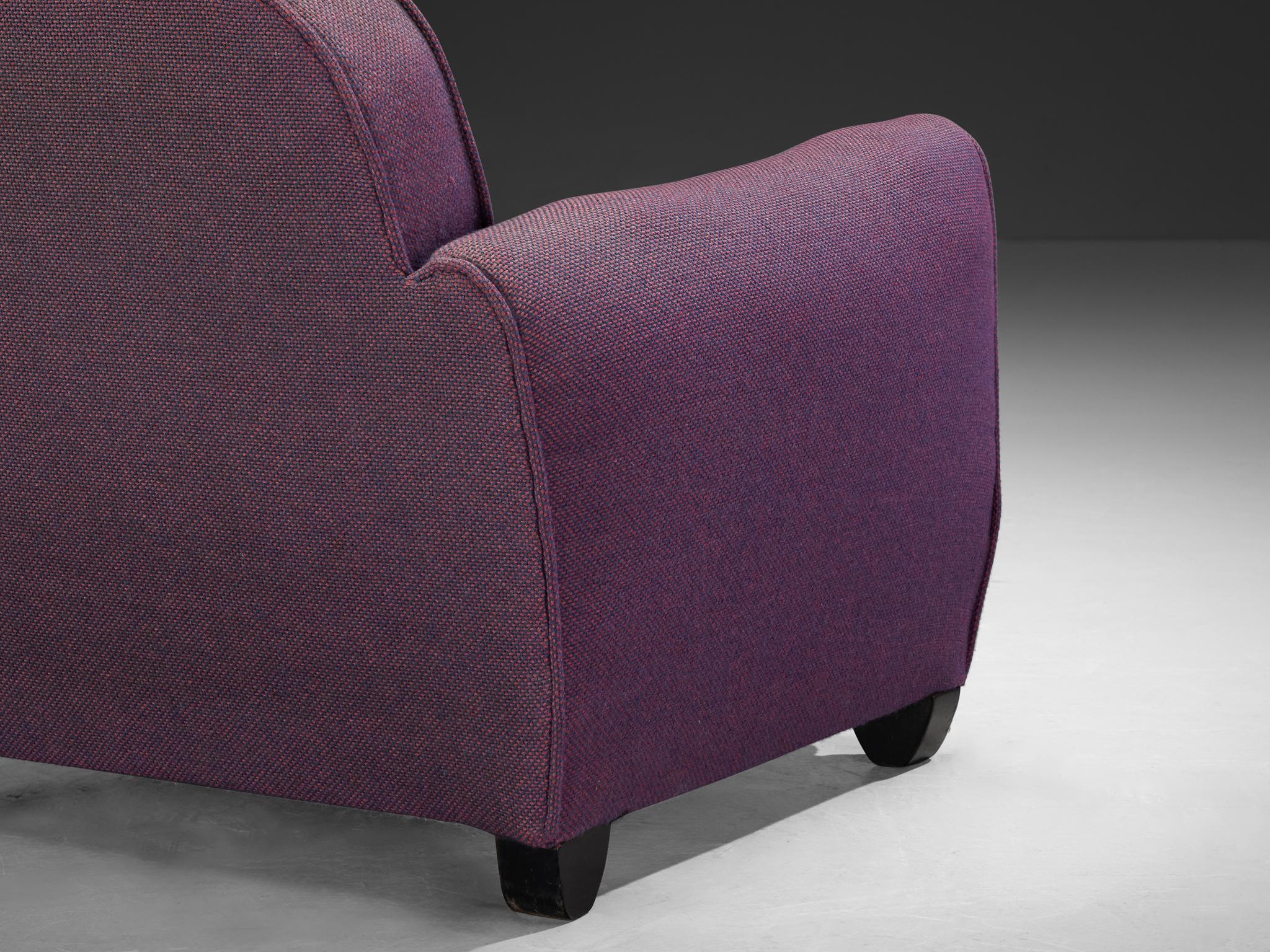 French Art Deco Pair of Lounge Chairs in Purple Upholstery For Sale 1