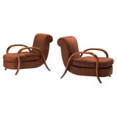 Sillas de salón art déco francesas con elegantes reposabrazos arqueados