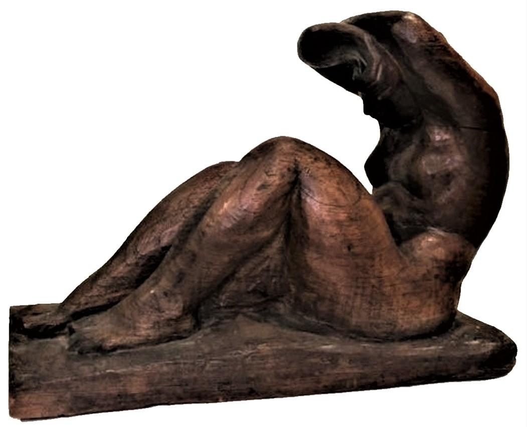 French Art Deco, Lounging Nude, Carved Wood Sculpture, ca. 1930 For Sale 5
