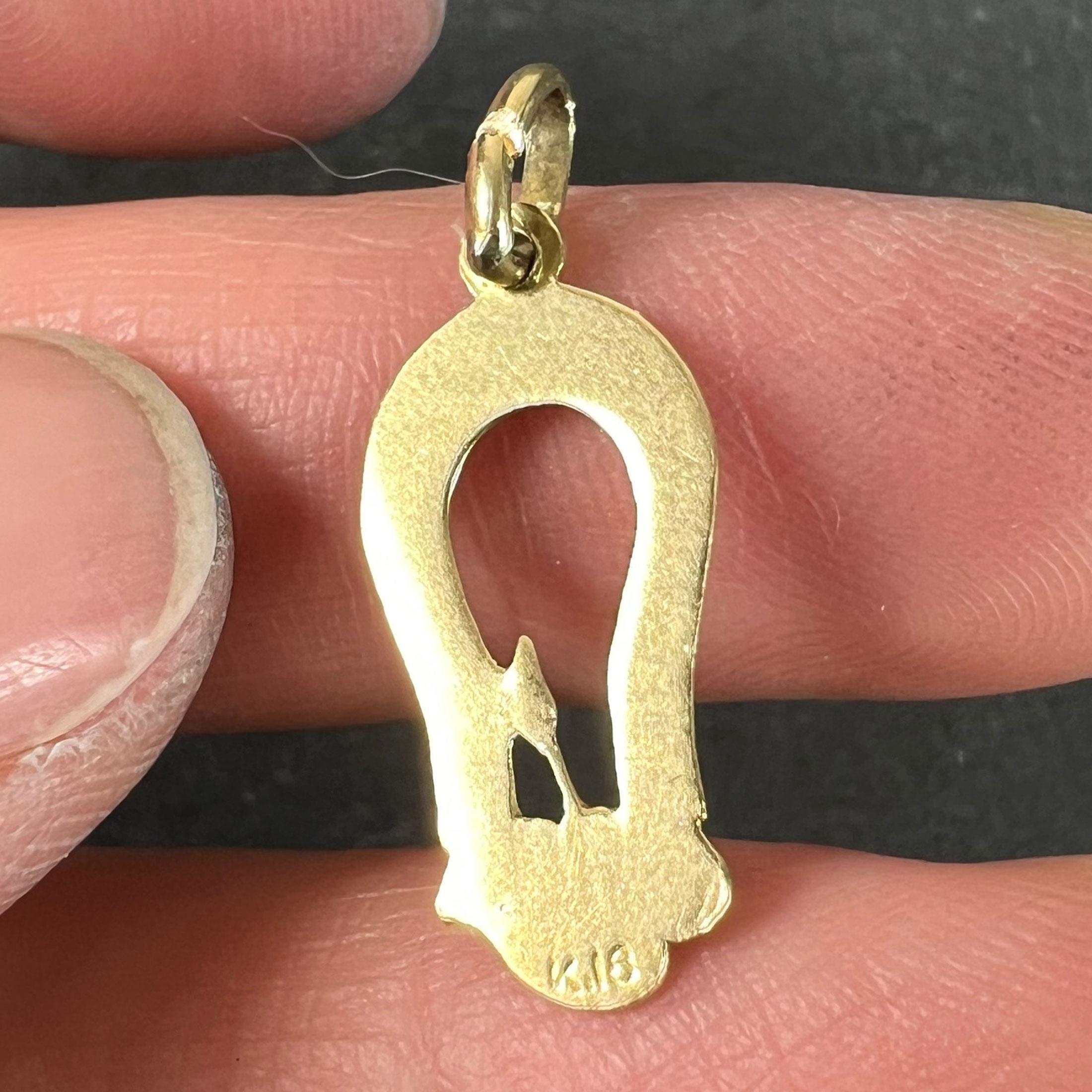 French Art Deco Love Magnet 18K Yellow Gold Enamel Charm Pendant For Sale 4
