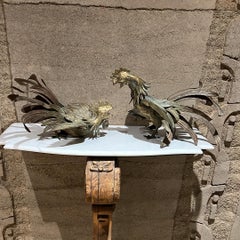 French Art Deco Lovely Expressive Rooster Bronze Table Sculpture Gallos Fighting