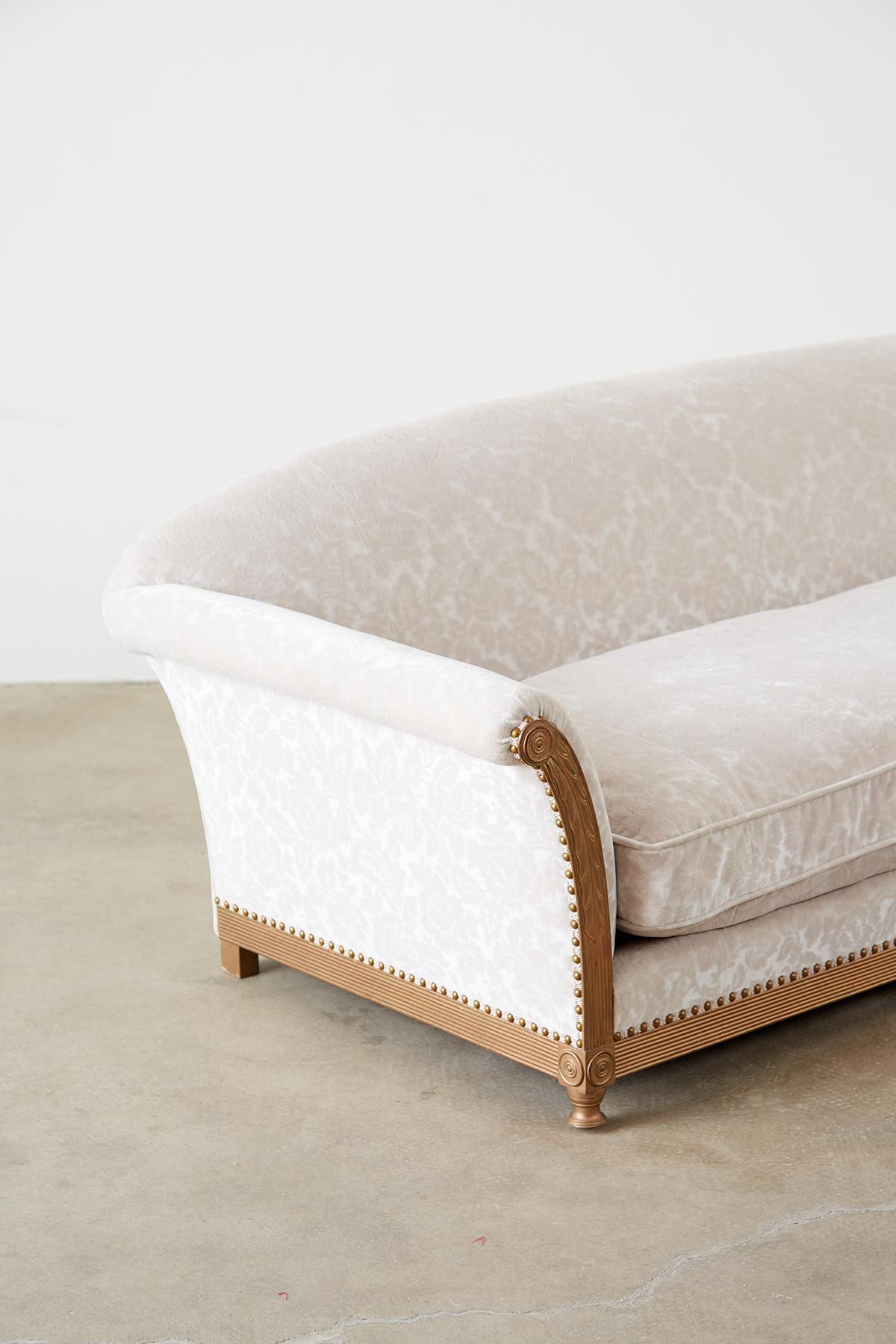 French Art Deco Low Profile Velvet Sofa 1