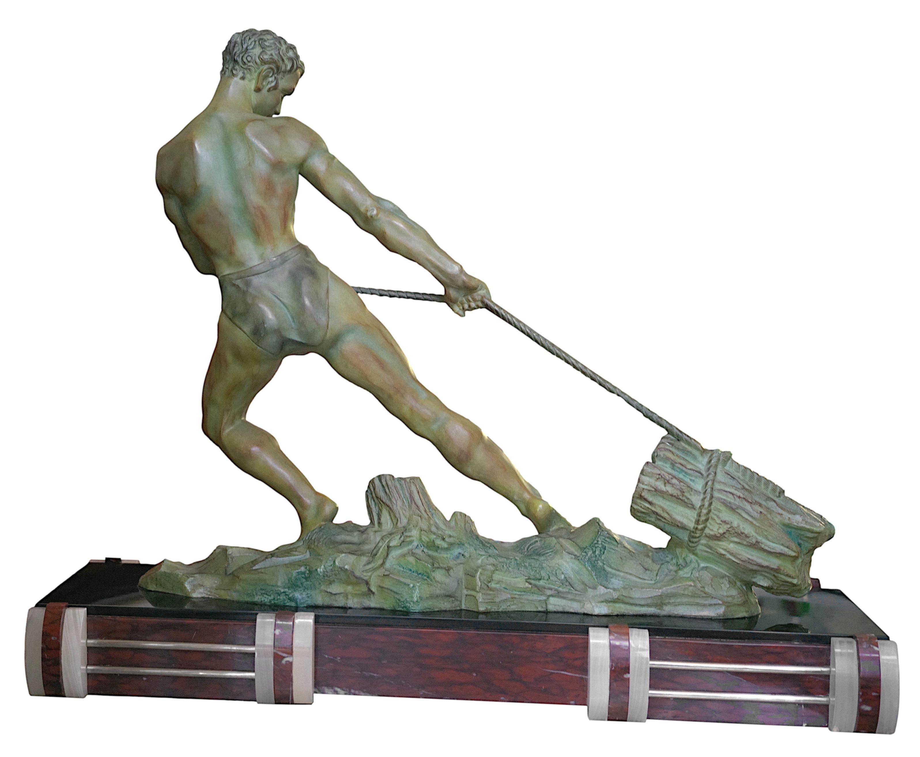 French Art Deco Lumberjack Sculpture, Ca.1925 For Sale 5