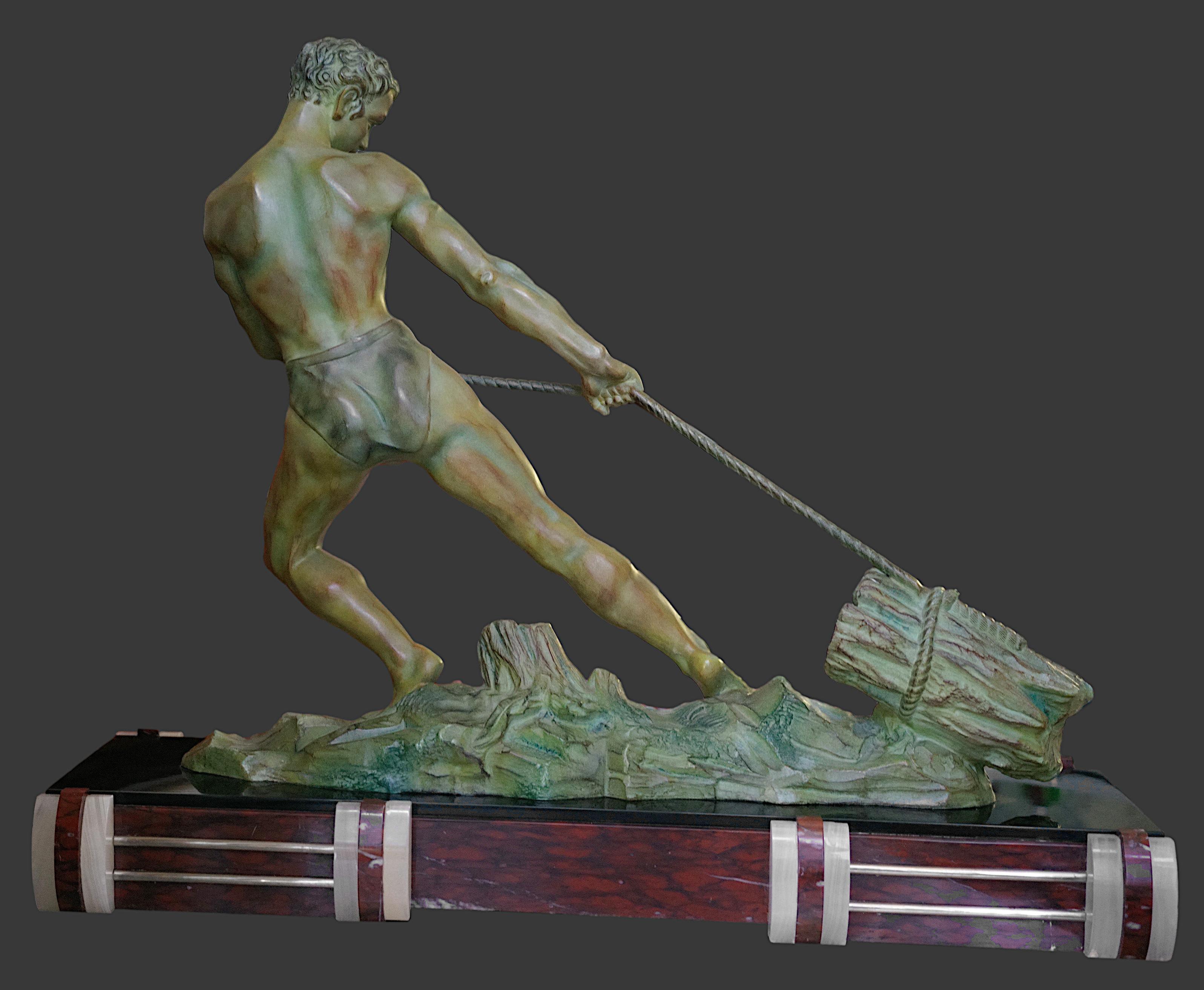 French Art Deco Lumberjack Sculpture, 1920 en venta 3