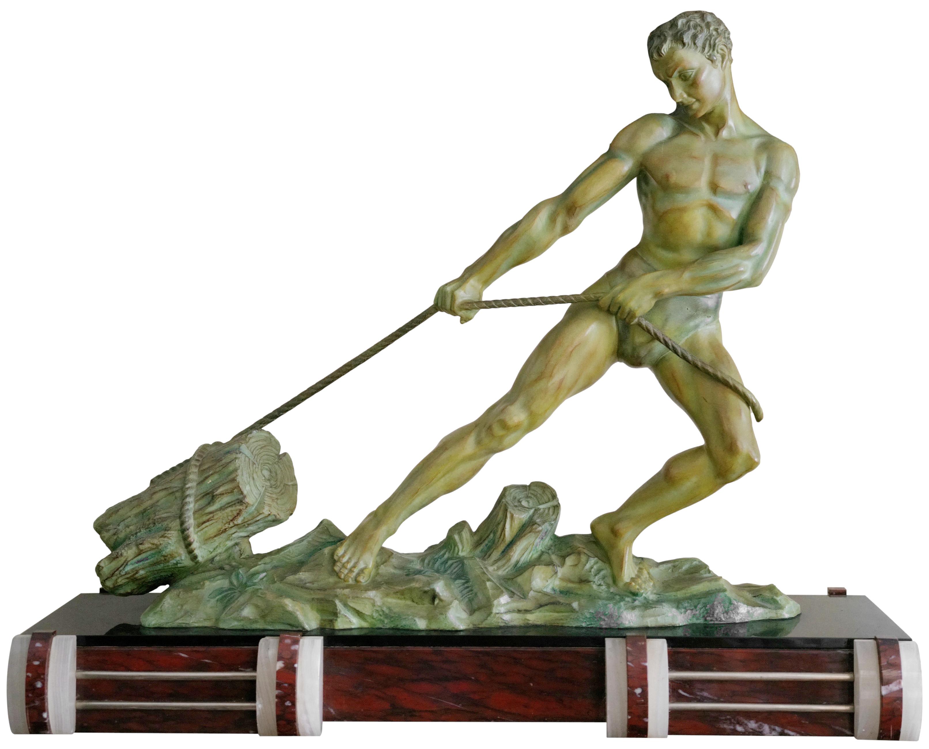 French Art Deco Lumberjack Sculpture, Ca.1925 For Sale 3