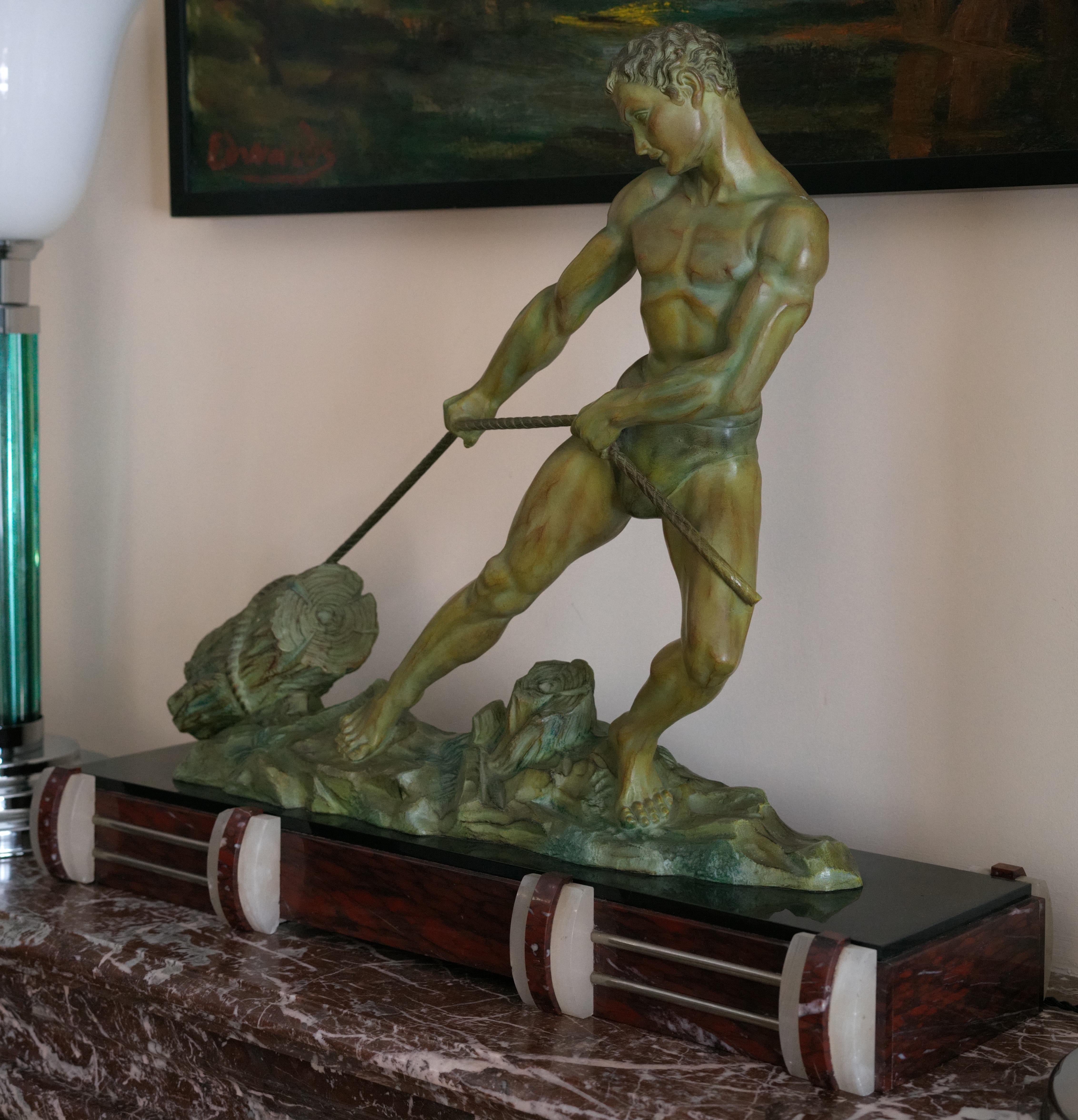 French Art Deco Lumberjack Sculpture, 1920 en venta 1