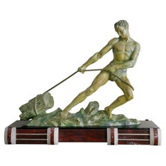 French Art Deco Lumberjack Sculpture, 1920