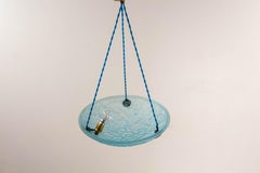 Französischer Art-Déco-Kronleuchter aus blauem Lustre-Glas für die Decke, um 1930