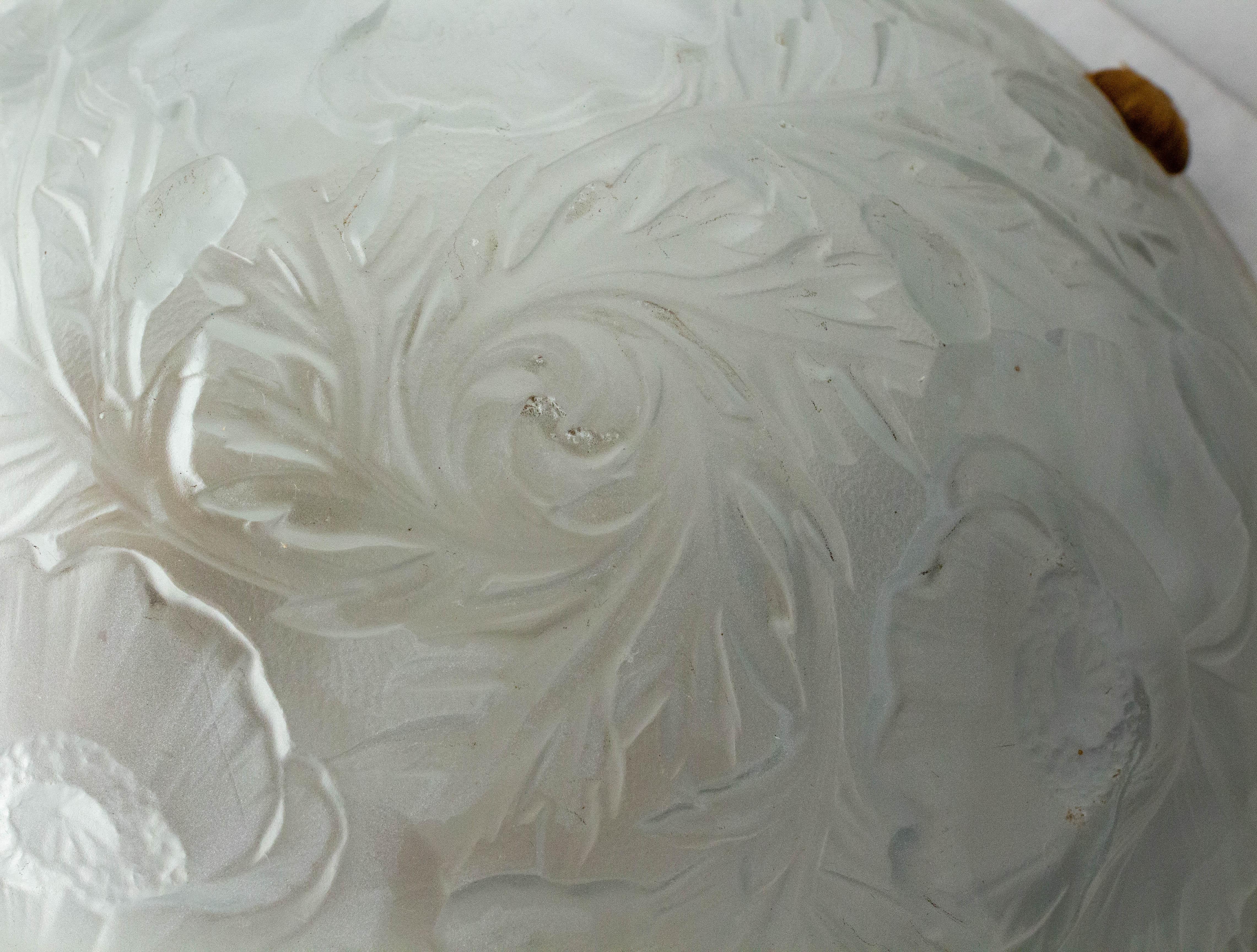 Lampadario a sospensione da soffitto francese in vetro Lustre Art Glass, 1930 circa in vendita 6
