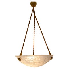 Lampadario a sospensione da soffitto francese in vetro Lustre Art Glass, 1930 circa