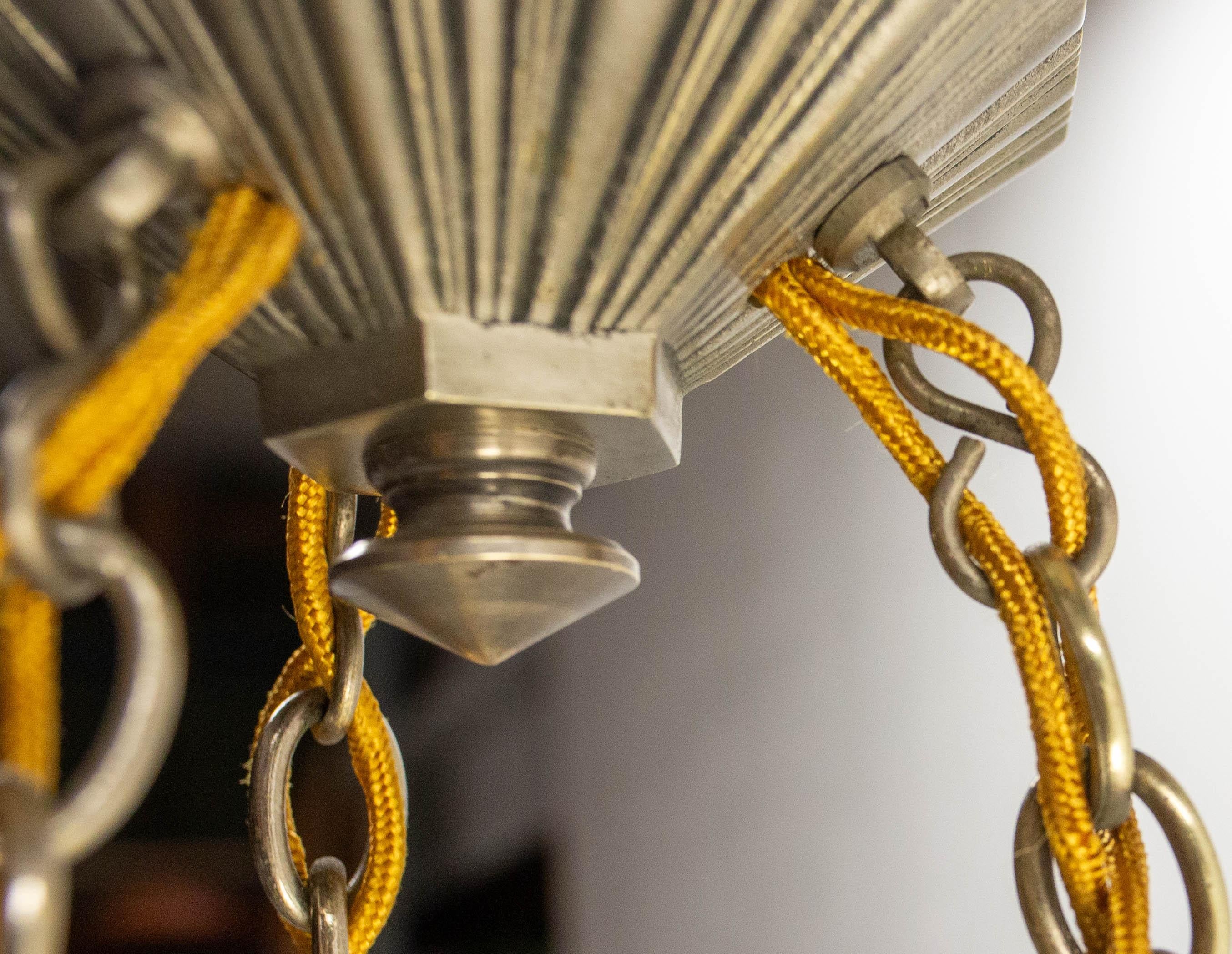 Lampadario a sospensione da soffitto in vetro Lustre Art Glass francese, 1925 circa in vendita 3