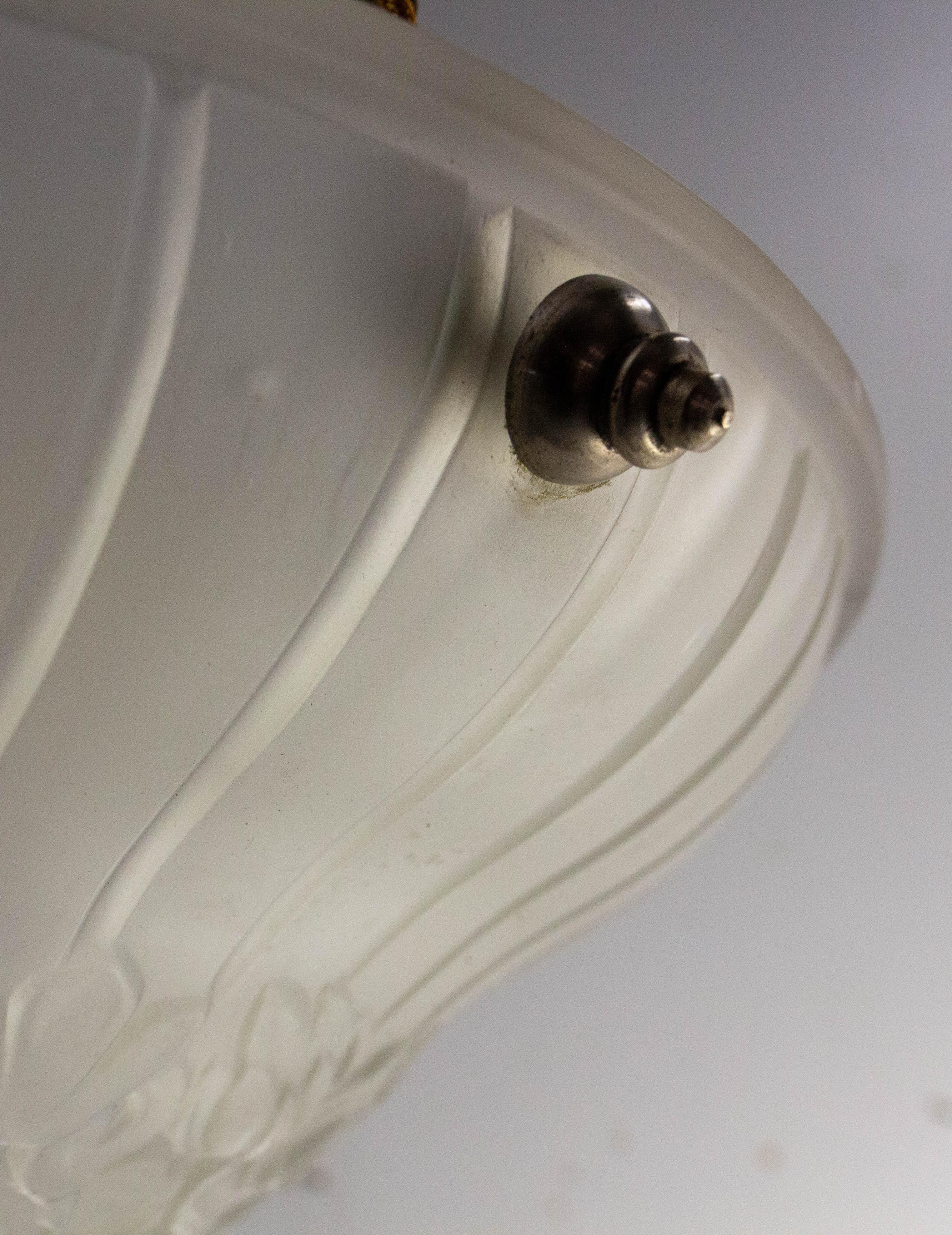 Vetro Lampadario a sospensione da soffitto in vetro Lustre Art Glass francese, 1925 circa in vendita