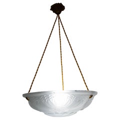 Lampadario a sospensione da soffitto in vetro Lustre Art Glass francese, 1930 circa