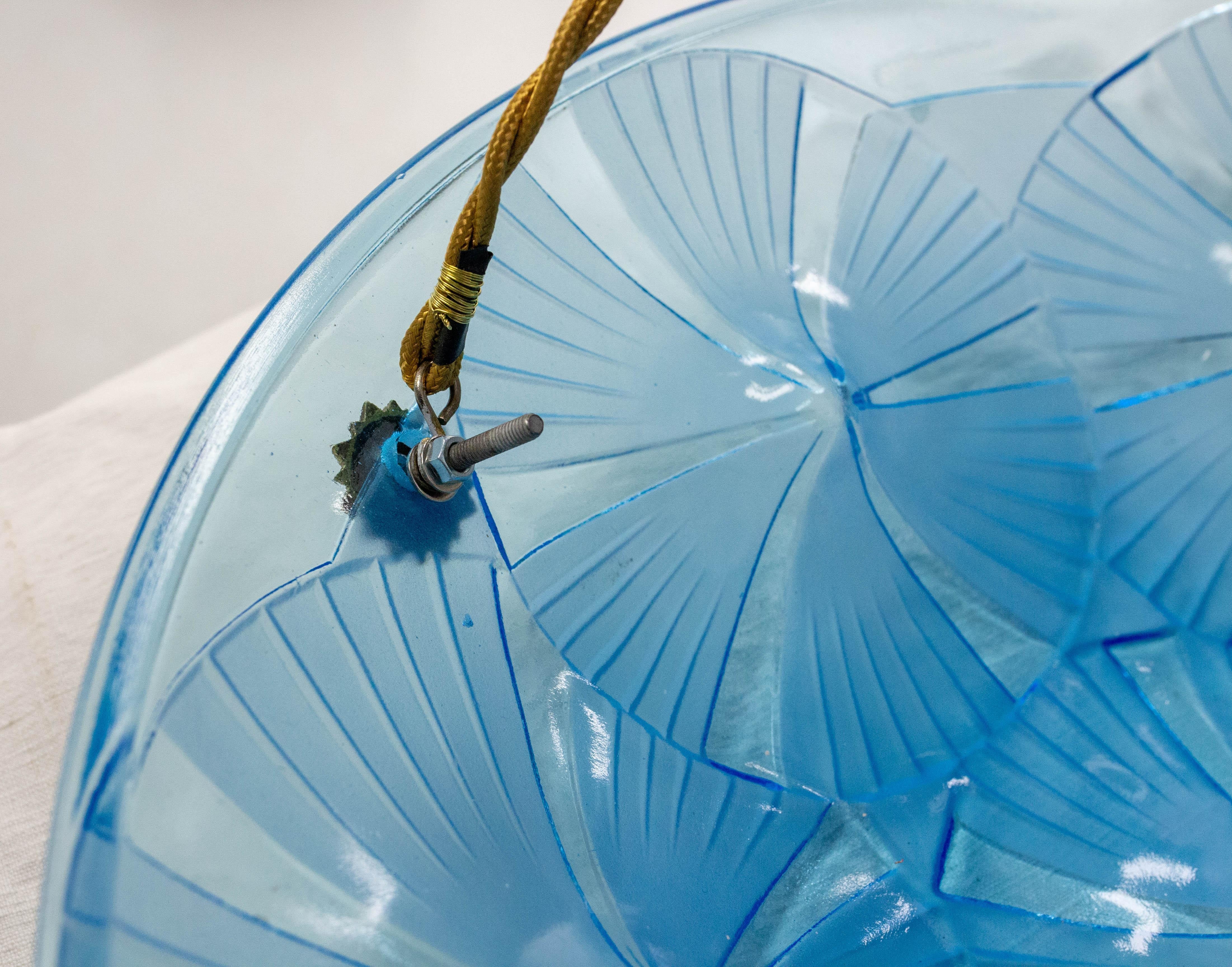 Lampadario a sospensione da soffitto in Lustre Art Glass francese, manifattura Degué, 1930 ca. in vendita 4