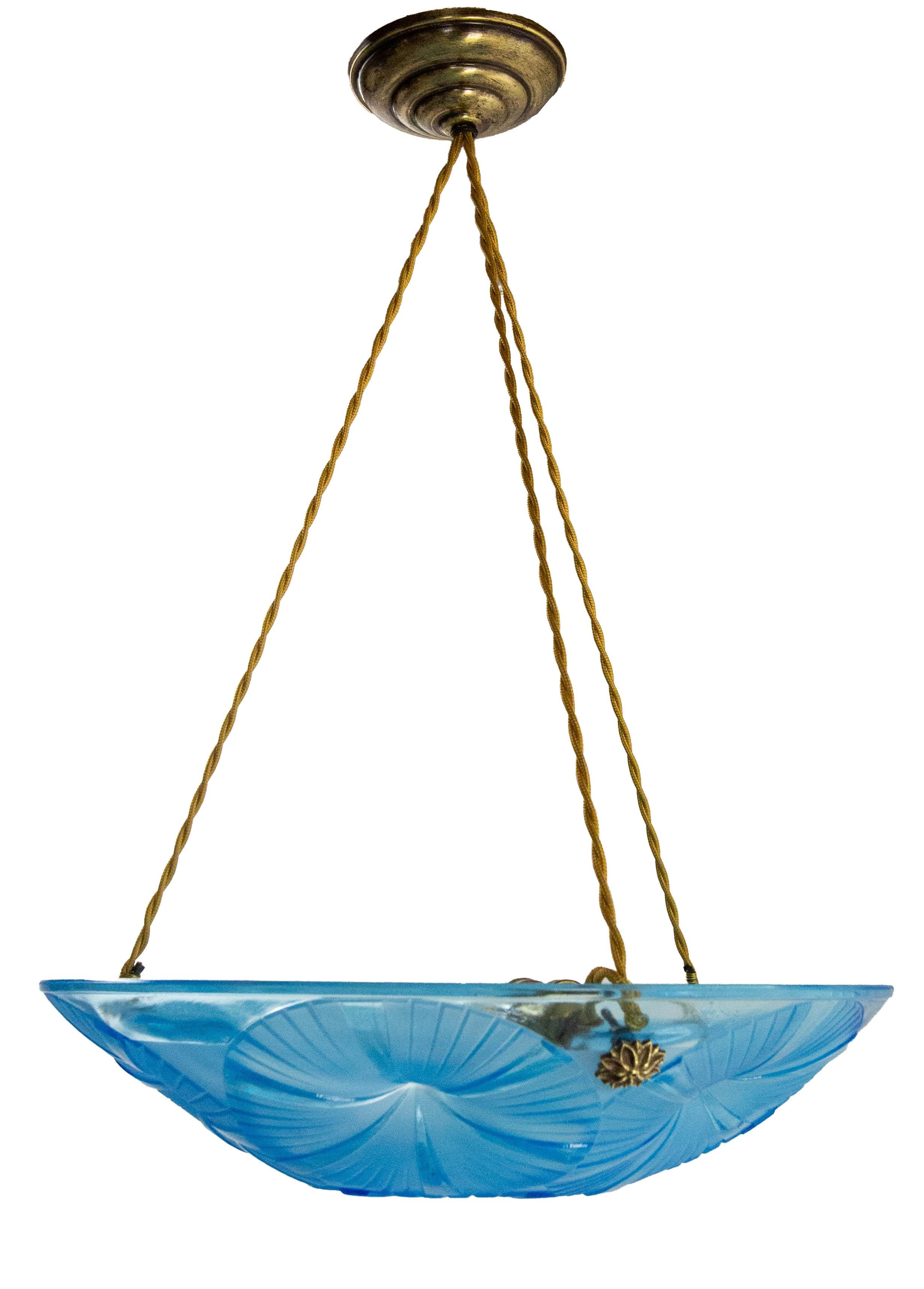 Lampadario a sospensione da soffitto in Lustre Art Glass francese, manifattura Degué, 1930 ca. in vendita 1