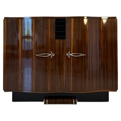French Art Deco Macassar and Black Lacquered Cabinet, 1930s