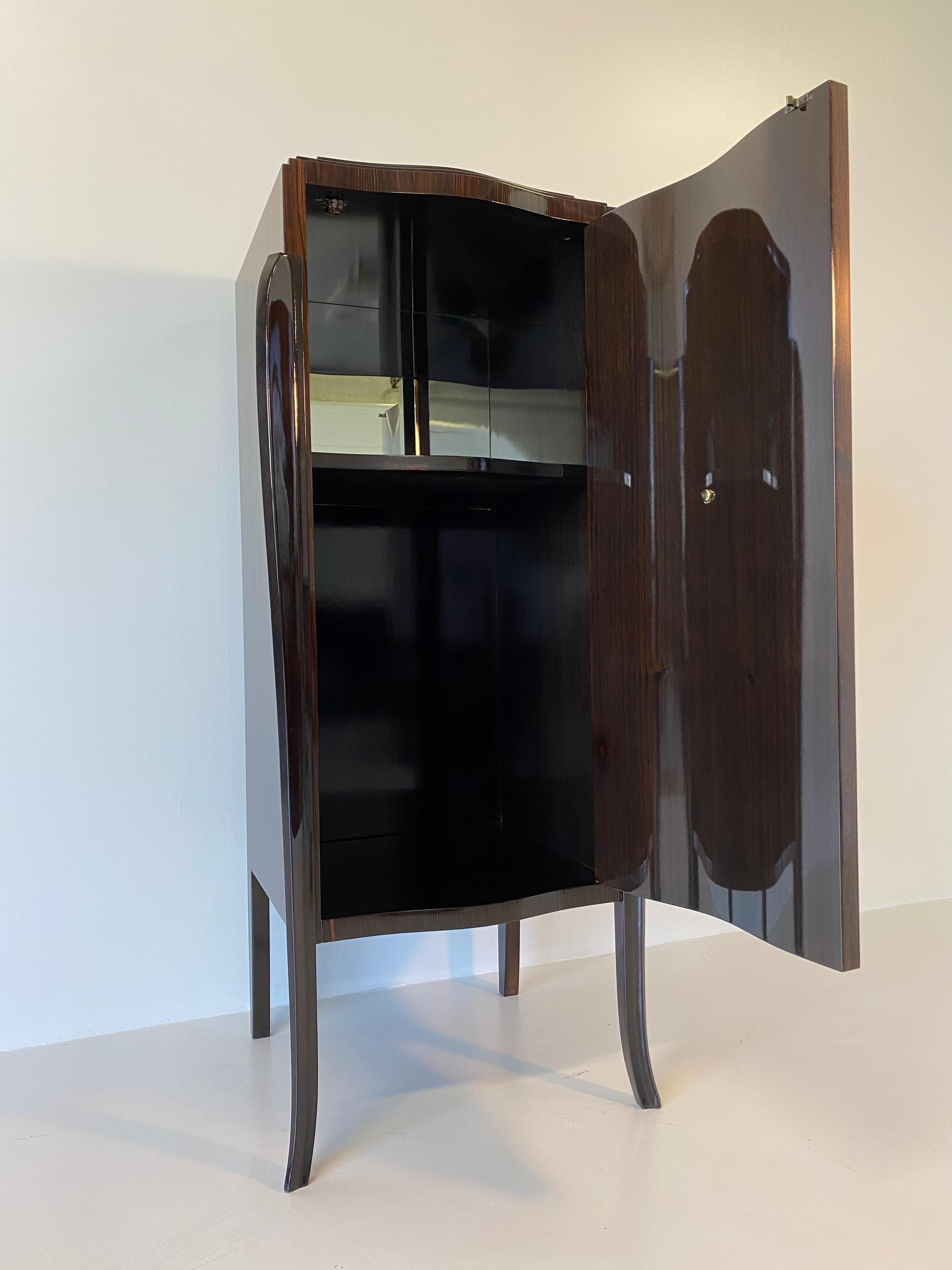 French Art Deco Macassar and Brass Bar Cabinet 7
