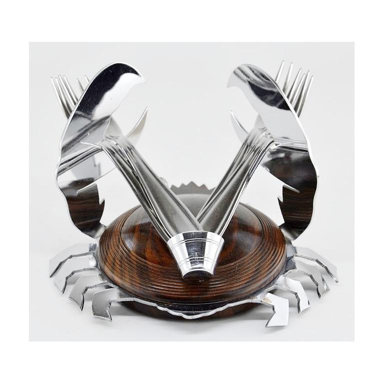 Französisches Art-Déco-Makassar- und Chrom-Muschelset, 1920 (Art déco) im Angebot