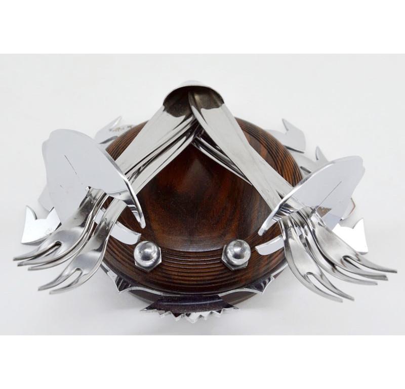 Französisches Art-Déco-Makassar- und Chrom-Muschelset, 1920 (Frühes 20. Jahrhundert) im Angebot