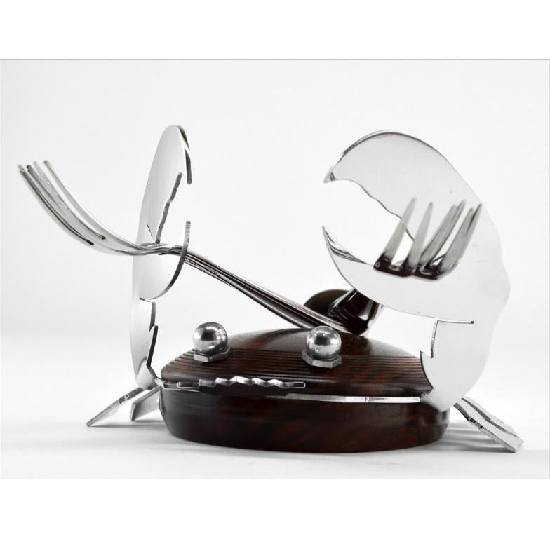 Französisches Art-Déco-Makassar- und Chrom-Muschelset, 1920 (Metall) im Angebot