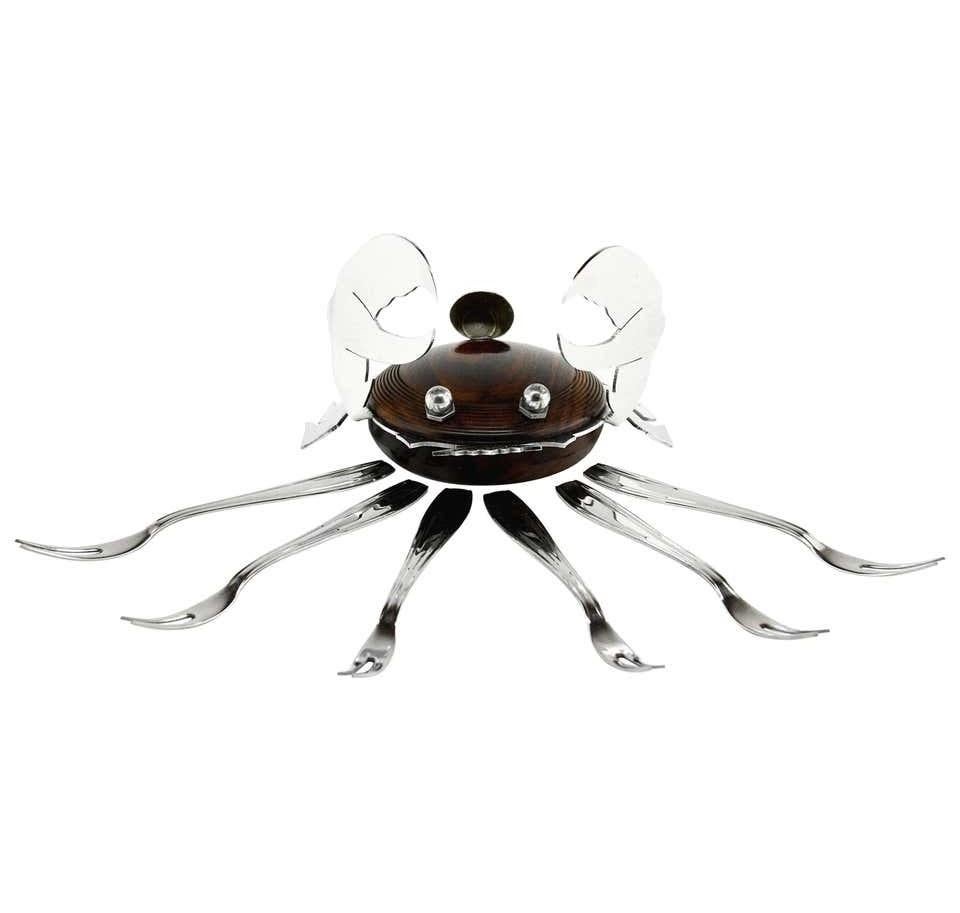 Französisches Art-Déco-Makassar- und Chrom-Muschelset, 1920 im Angebot