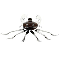 Set di conchiglie Art Deco francese in macassar e cromo, 1920