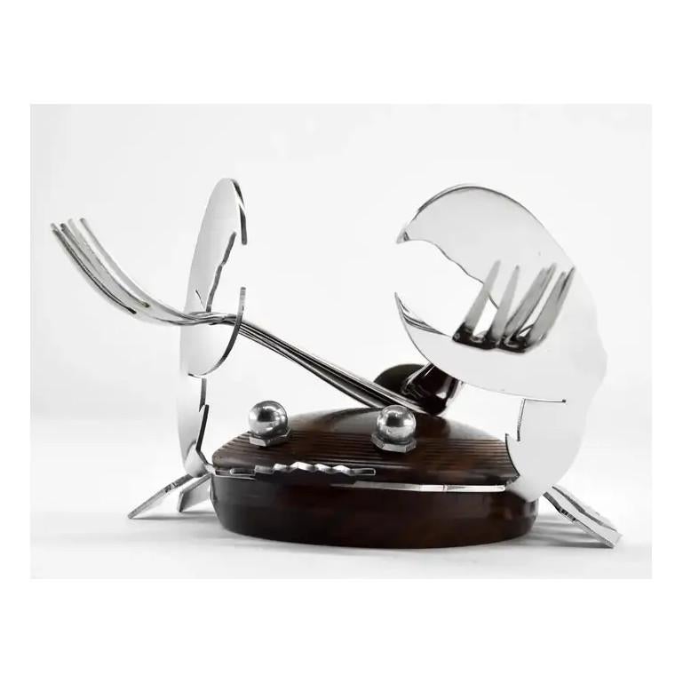 French Art Deco Macassar and Chrome Shellfish Set, circa 1925 In Good Condition For Sale In Saint-Amans-des-Cots, FR
