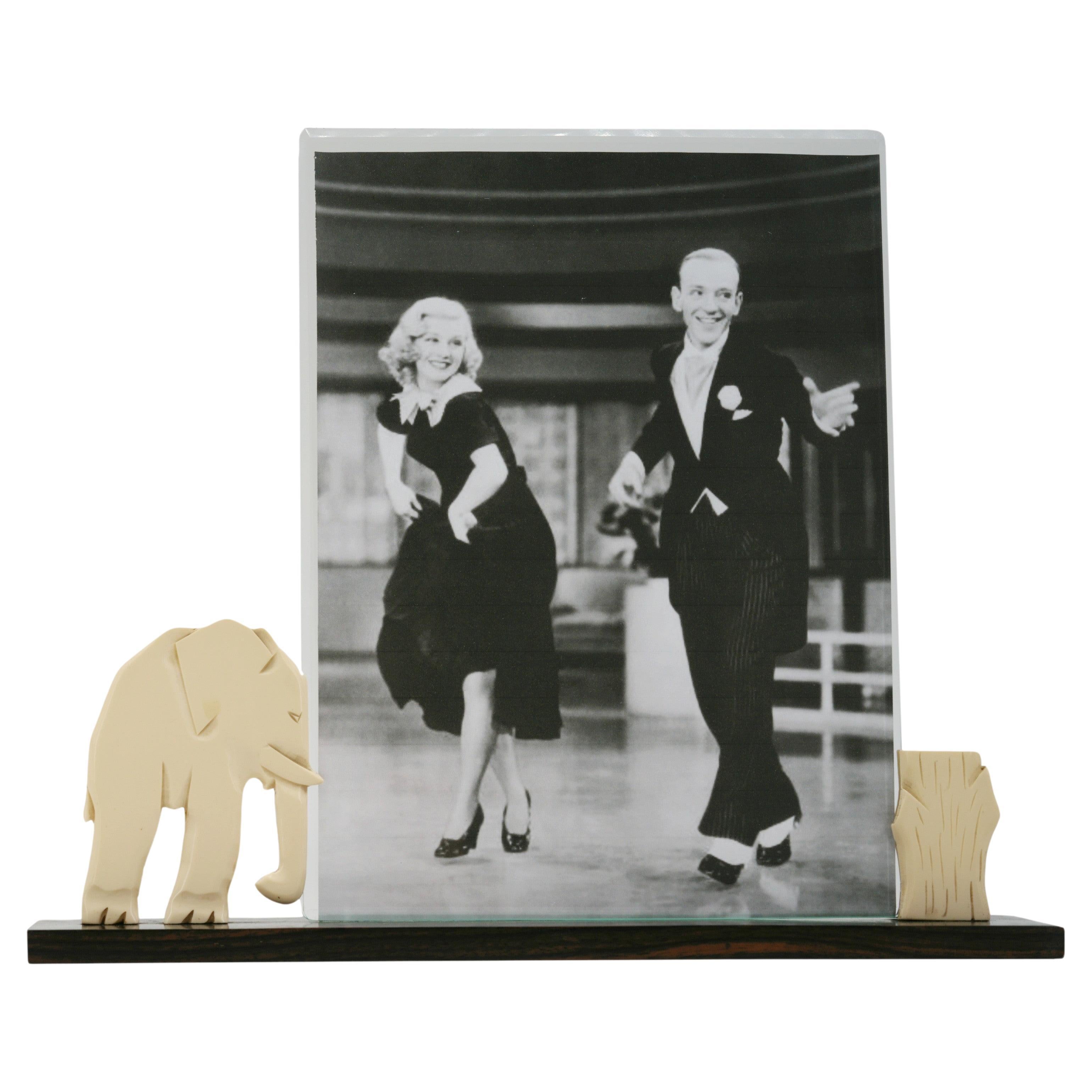 French Art Deco Macassar & Bakelite Elephant Photo-Frame, 1930s For Sale