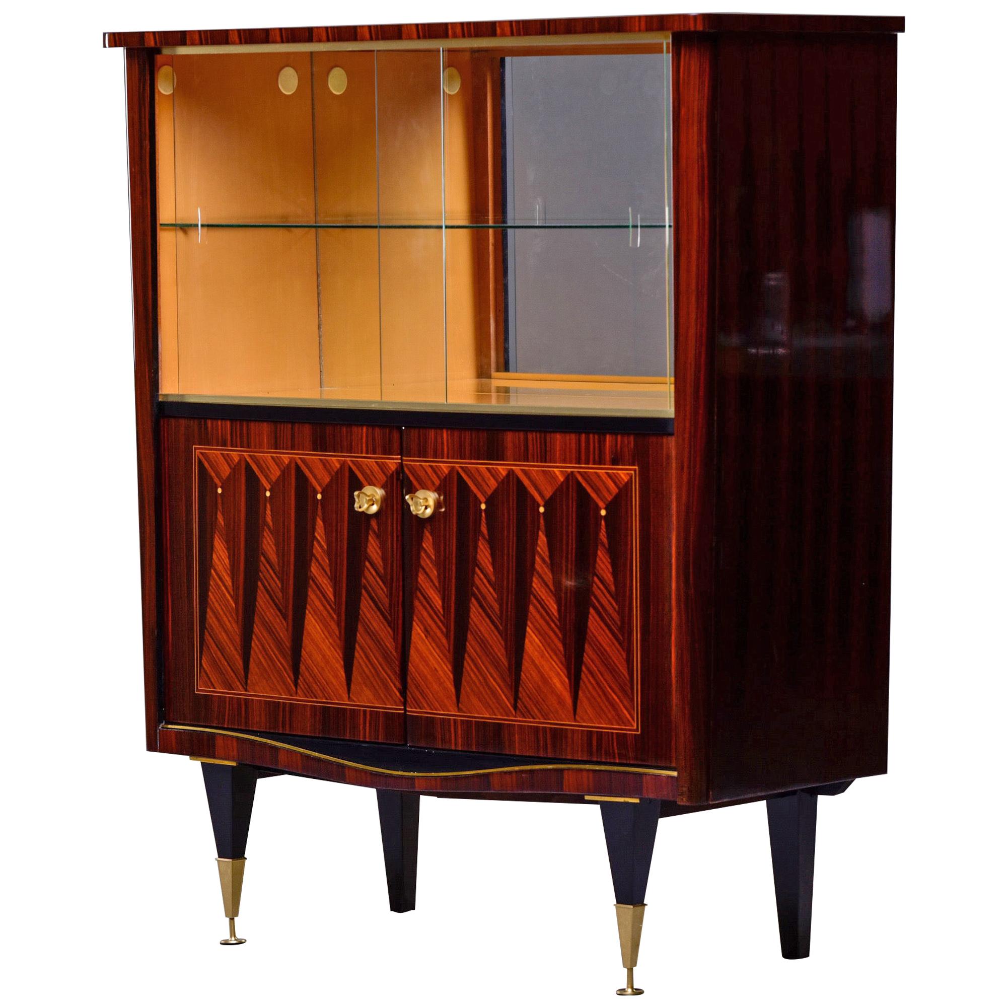 French Art Deco Macassar Bar Cabinet or Vitrine