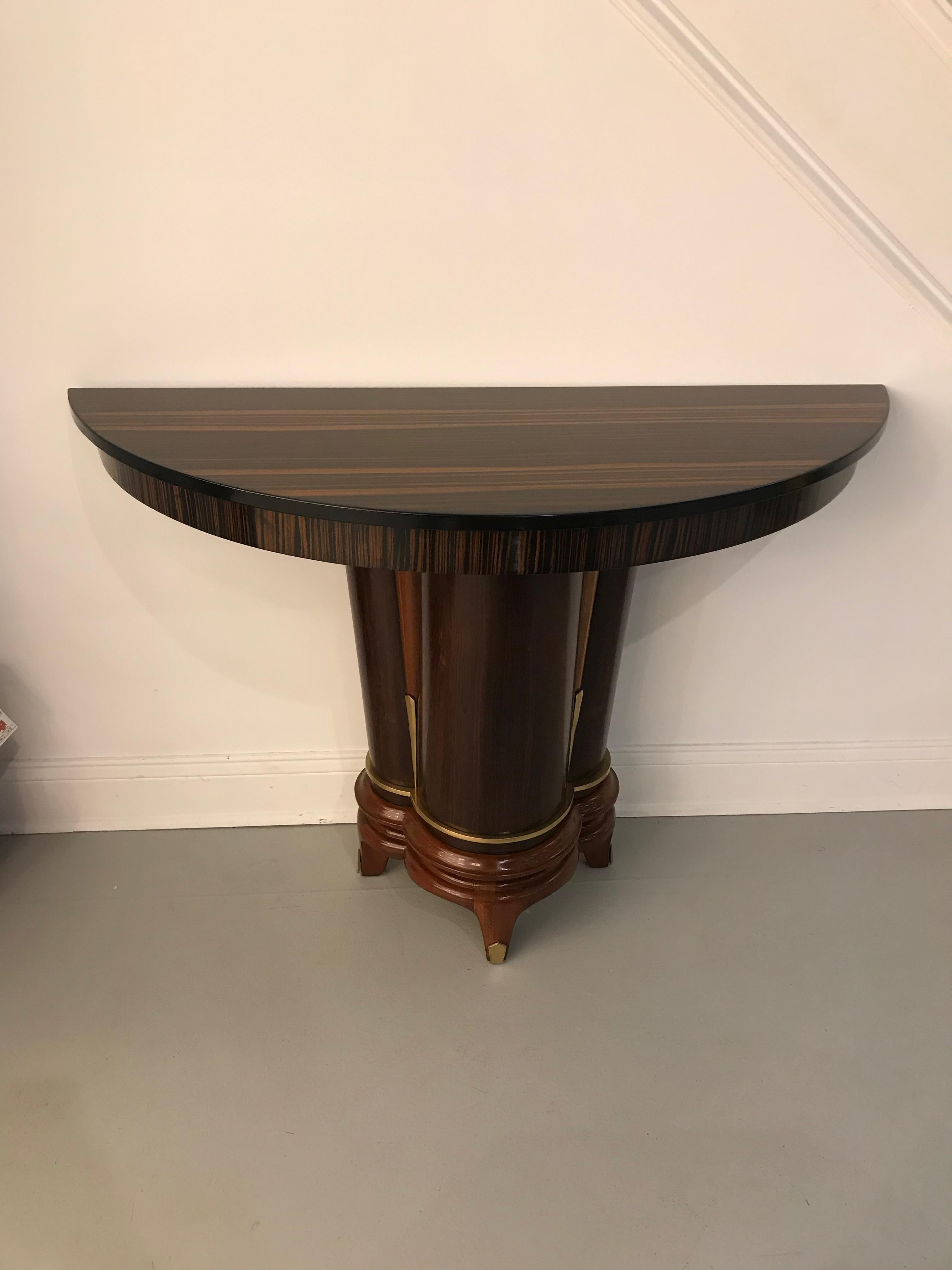 French Art Deco Macassar Console Table In Excellent Condition In North Bergen, NJ