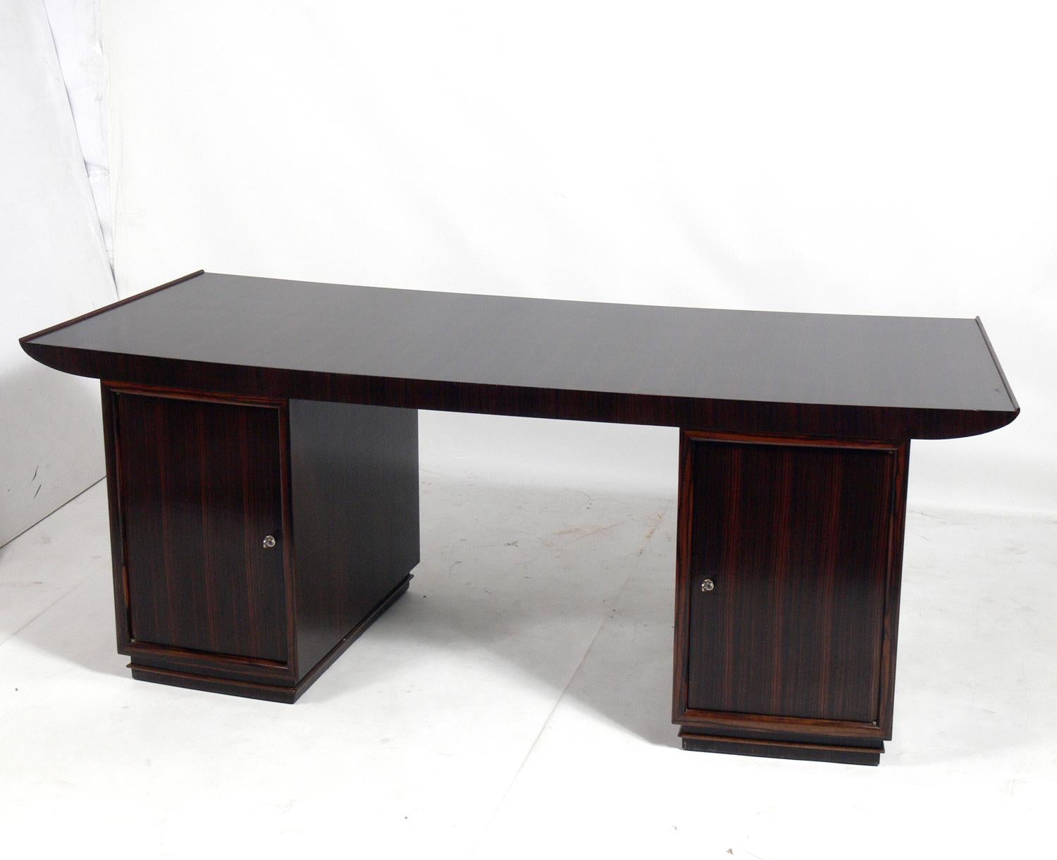 Wood French Art Deco Macassar Desk by Dominique