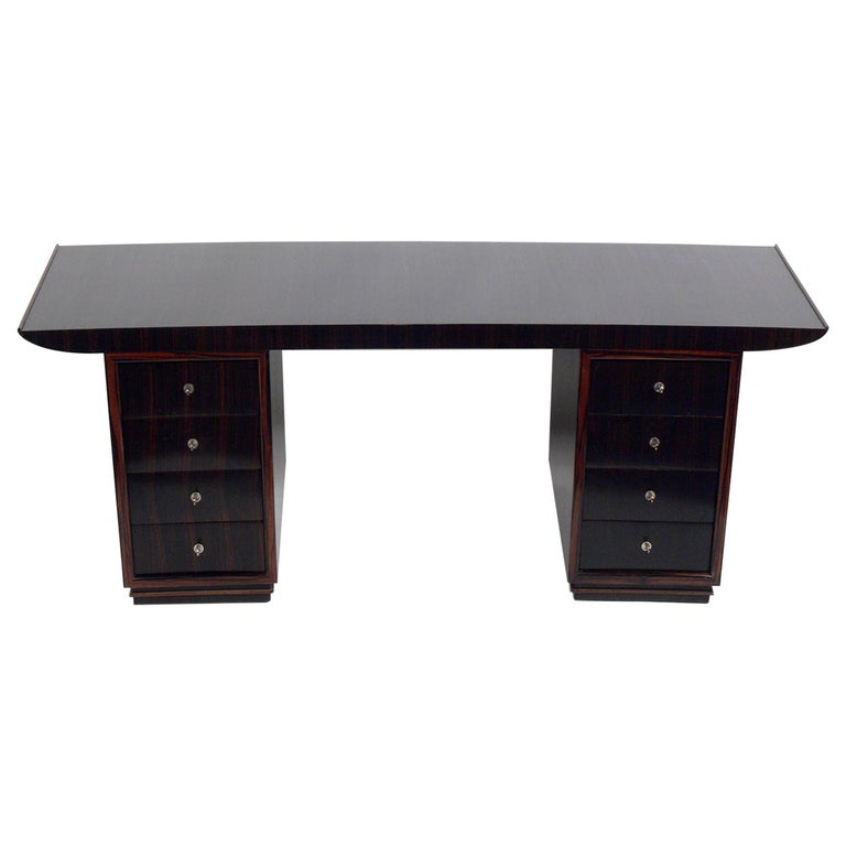 French Art Deco Macassar Desk by Dominique For Sale