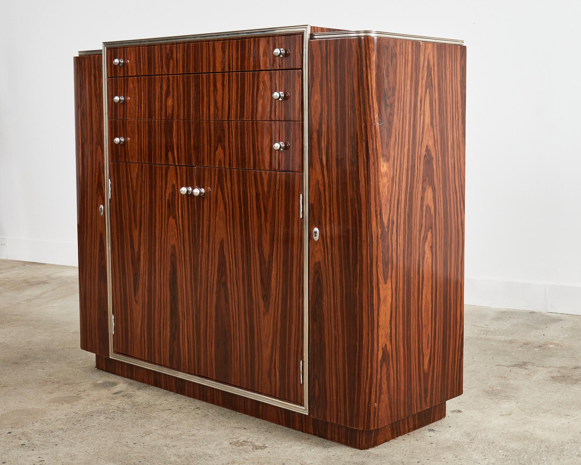 Hand-Crafted French Art Deco Macassar Dry Bar Bottle Cabinet