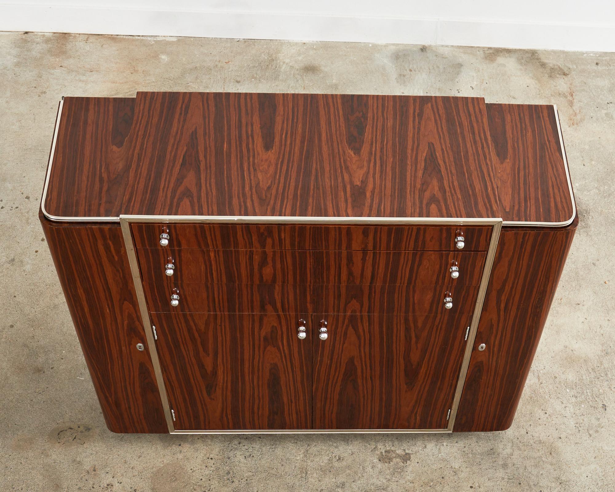 French Art Deco Macassar Dry Bar Bottle Cabinet In Good Condition In Rio Vista, CA