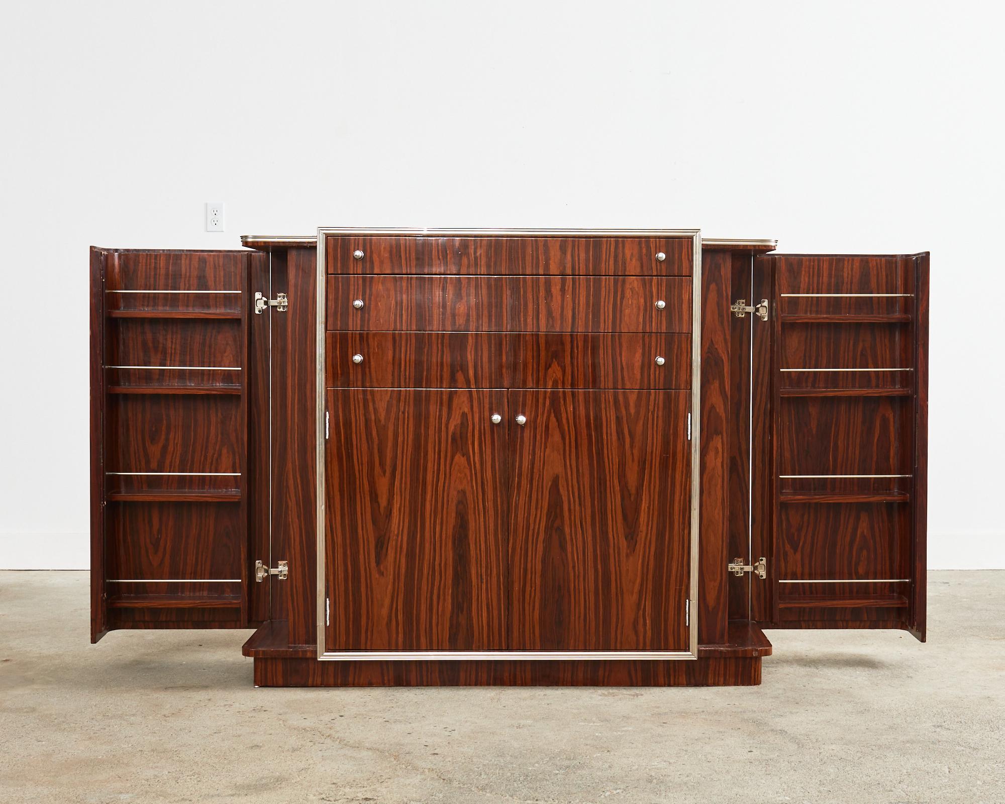 20th Century French Art Deco Macassar Dry Bar Bottle Cabinet