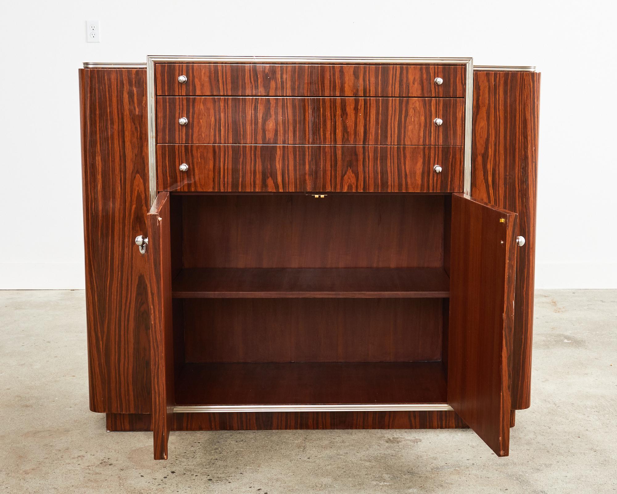 French Art Deco Macassar Dry Bar Bottle Cabinet 1