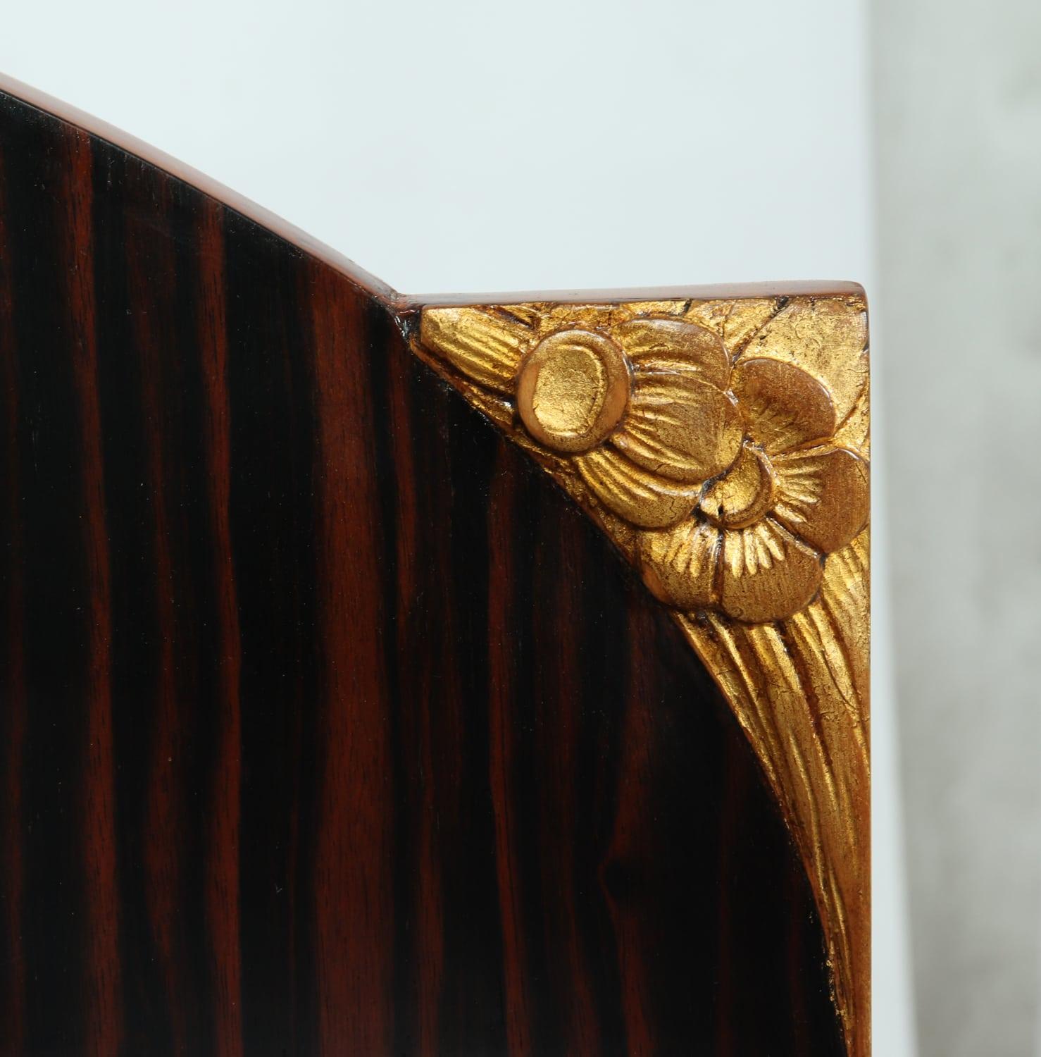 Early 20th Century French Art Deco Macassar Ebony and Giltwood Bonheur du Jour For Sale