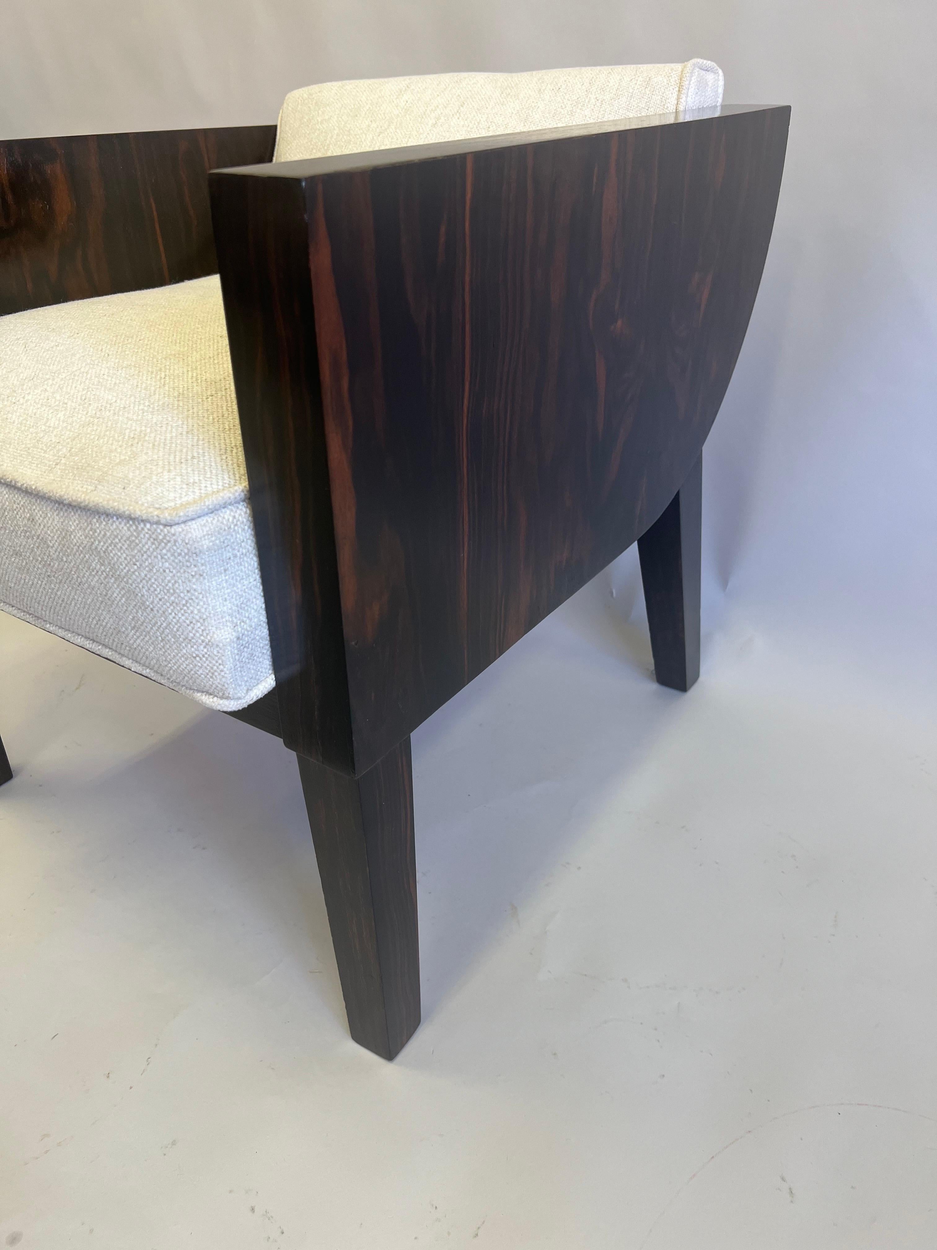 French Art Deco Macassar Ebony Armchair in the Style of Emile-Jacques Ruhlmann For Sale 5