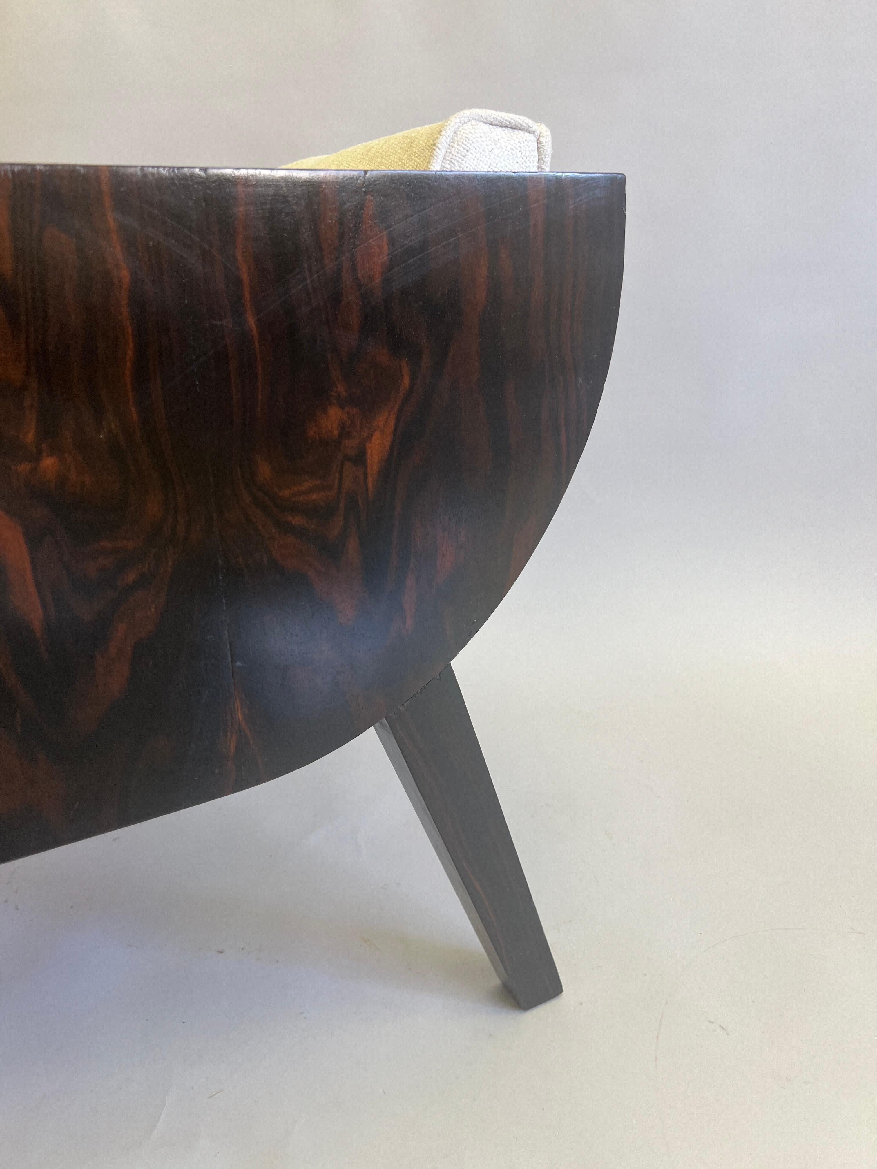French Art Deco Macassar Ebony Armchair in the Style of Emile-Jacques Ruhlmann For Sale 7