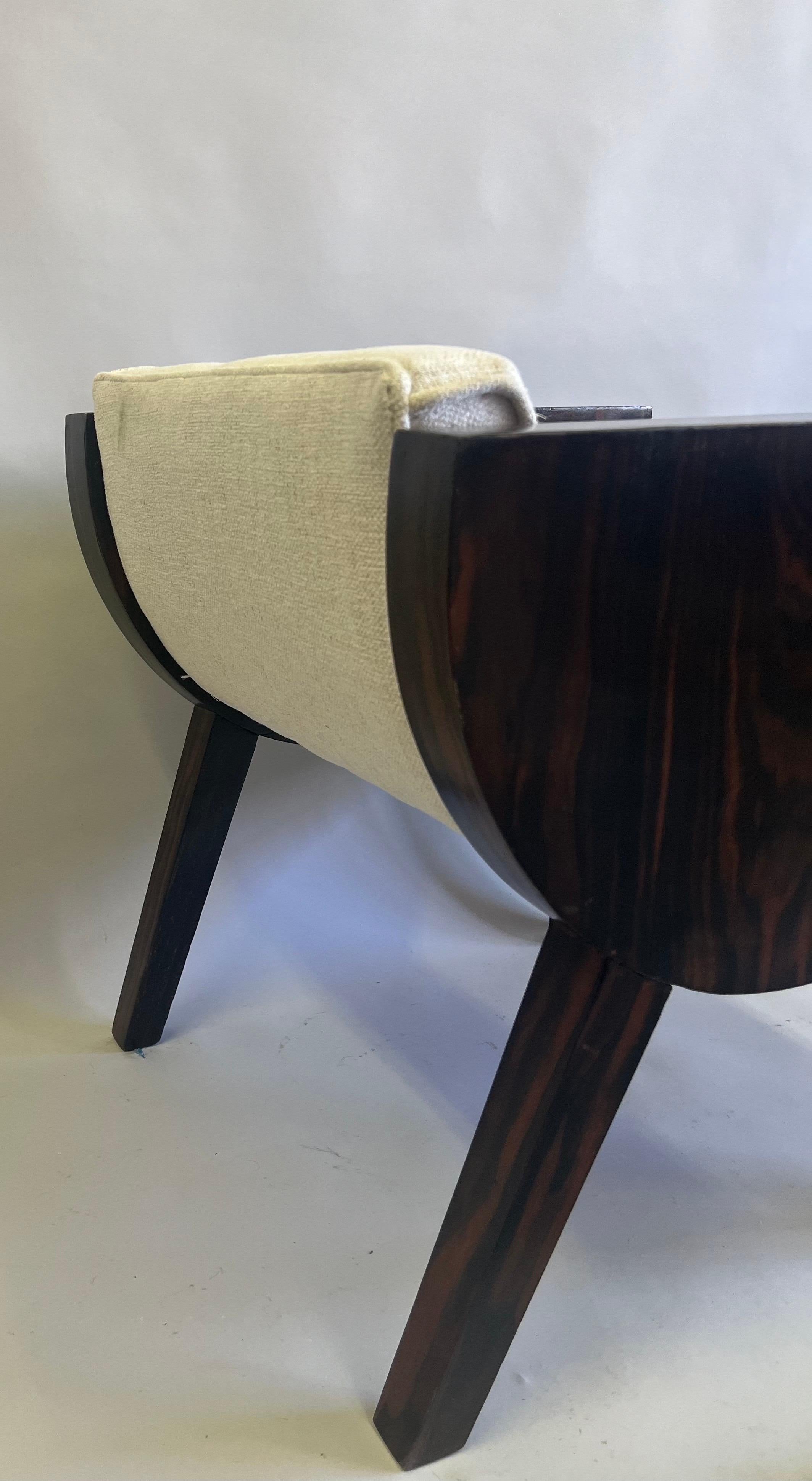 French Art Deco Macassar Ebony Armchair in the Style of Emile-Jacques Ruhlmann For Sale 8