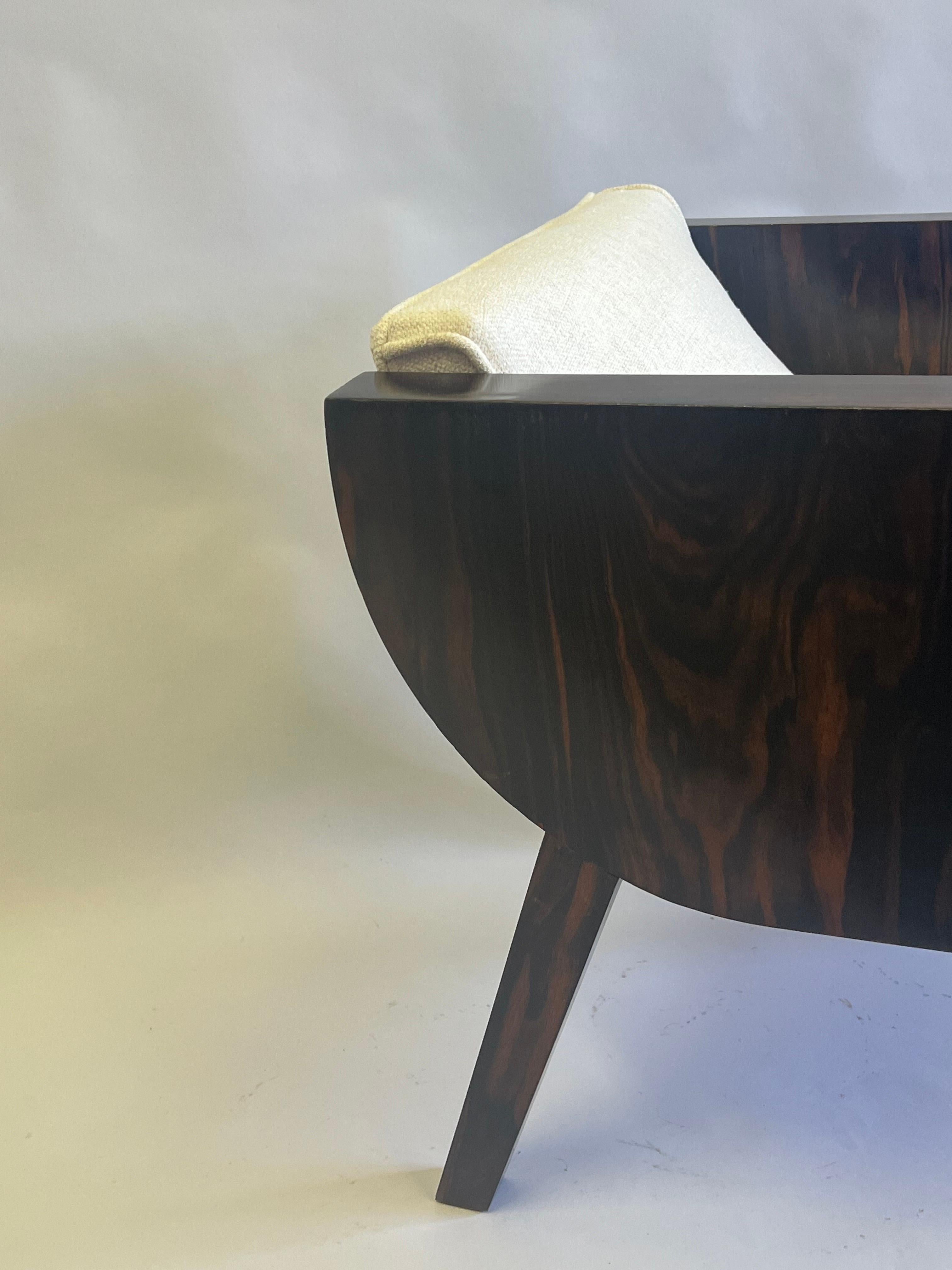 French Art Deco Macassar Ebony Armchair in the Style of Emile-Jacques Ruhlmann For Sale 9