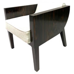 French Art Deco Macassar Ebony Armchair in the Style of Emile-Jacques Ruhlmann