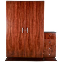 French Art Deco Macassar Ebony Armoire Wardrobe Cabinet