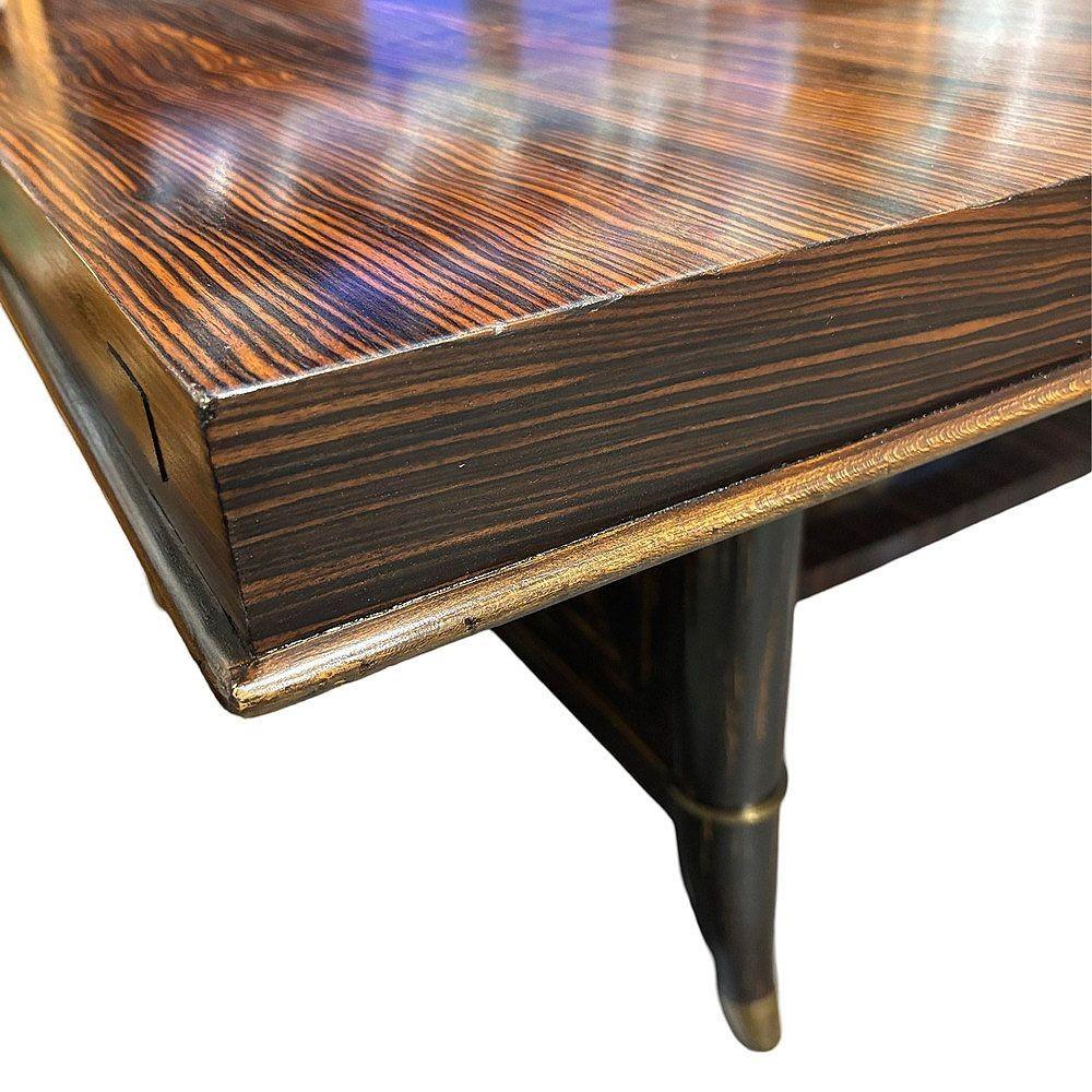 Atelier Leleu Style French Art Deco Macassar Ebony Dining Table w/ Brass Access For Sale 3