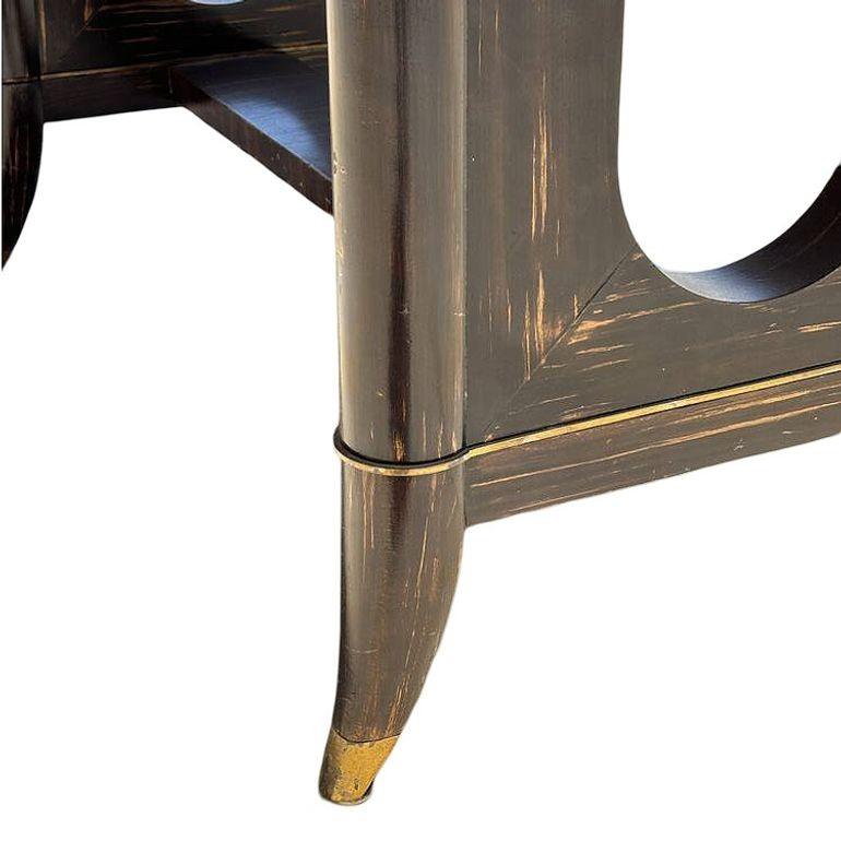 Atelier Leleu Style French Art Deco Macassar Ebony Dining Table w/ Brass Access For Sale 6