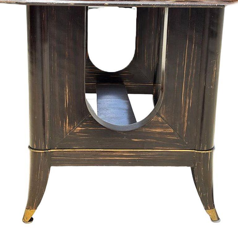 Atelier Leleu Style French Art Deco Macassar Ebony Dining Table w/ Brass Access For Sale 7