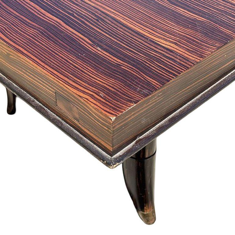 Atelier Leleu Style French Art Deco Macassar Ebony Dining Table w/ Brass Access For Sale 1